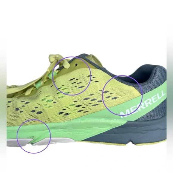 Merrell Barefoot J52440 Size 7.5 Bright Yellow Lime Green and Grey Sneak… - Picture 9 of 13